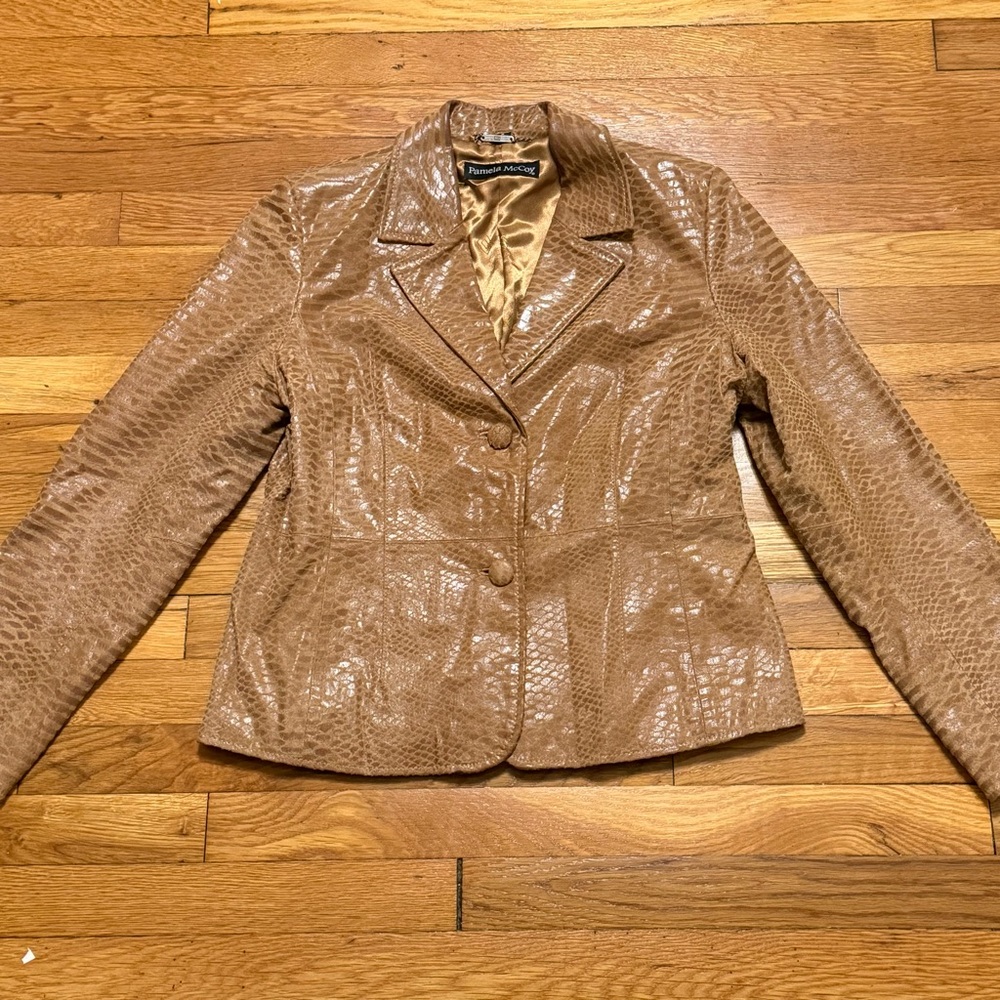 Brown Faux Snakeskin Women's Jacket Size M